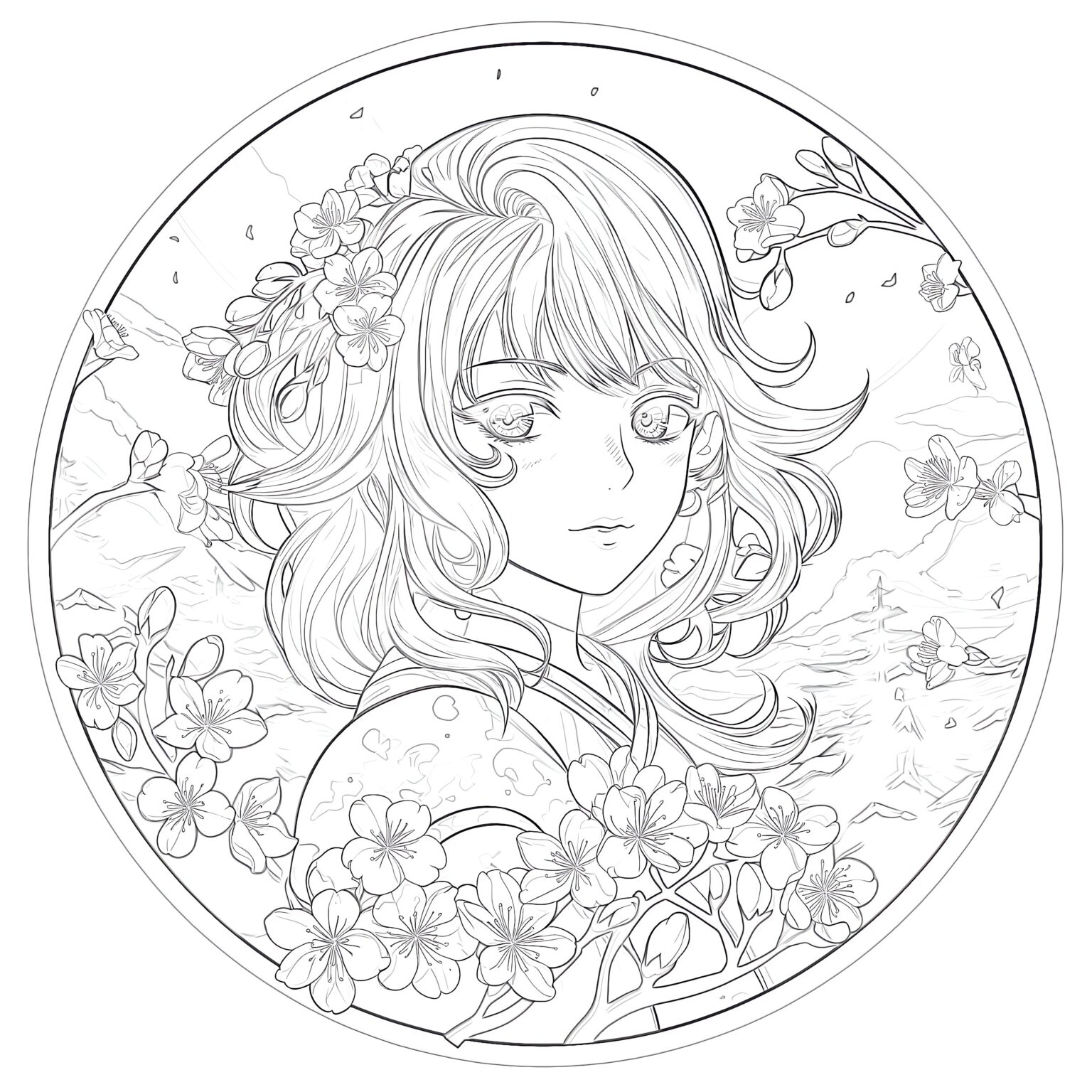 Color Anime Pictures Coloring Page | Coloring Pages Mimi Panda