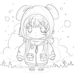 Cute Anime Coloring Page - Printable Coloring page