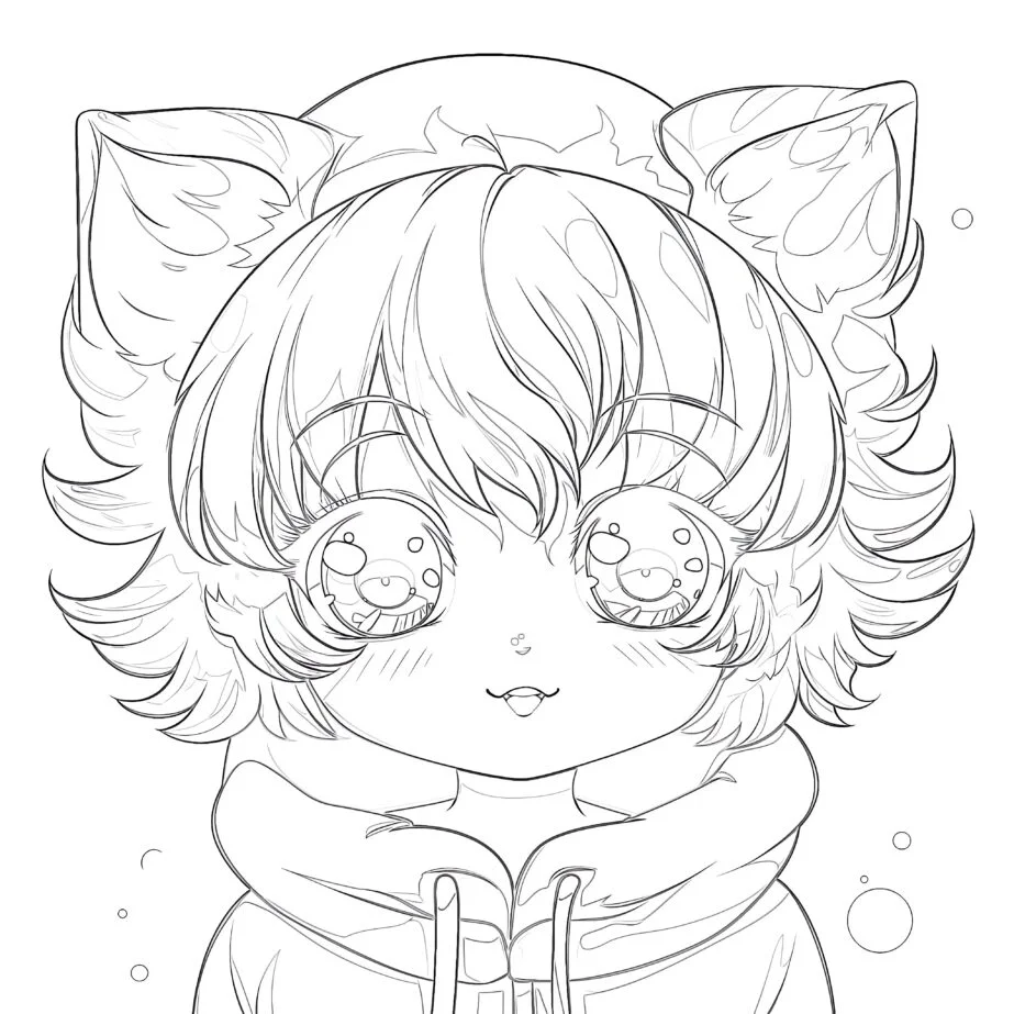 Feuilles de coloriage d’anime mignon Page de coloriage