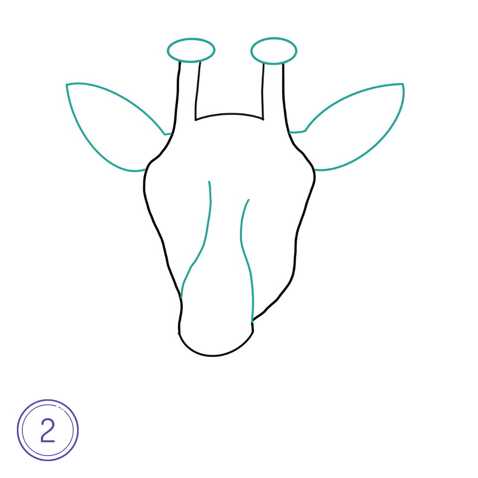 How to Draw a Giraffe Head Step 2