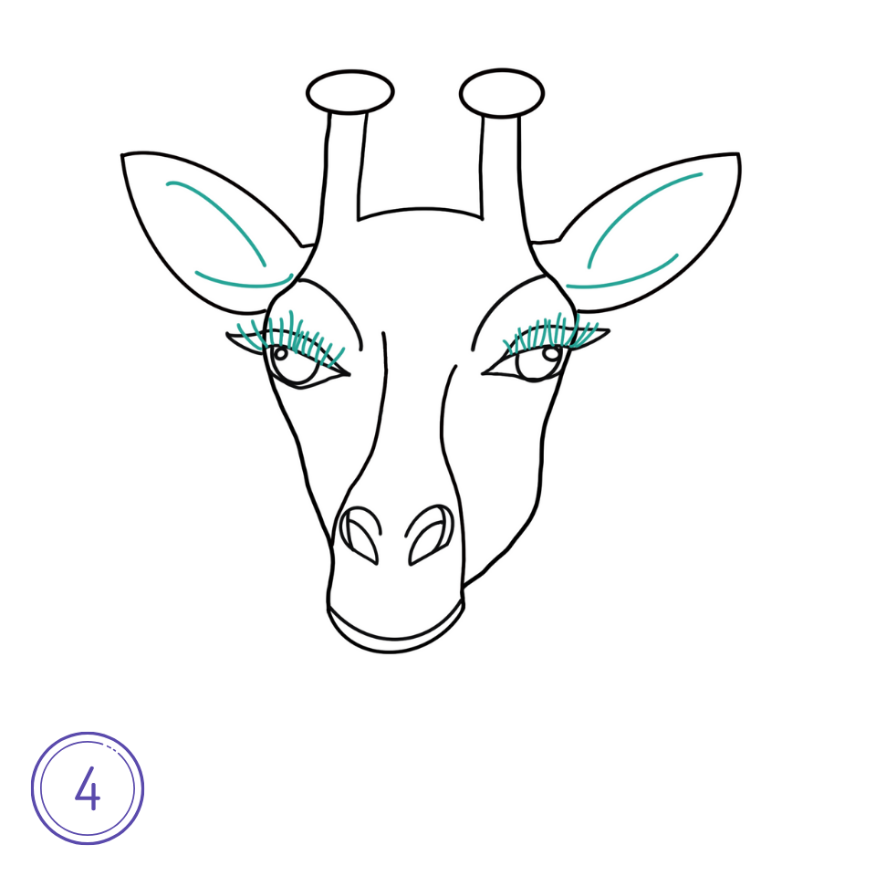 How to Draw a Giraffe Head Step 4