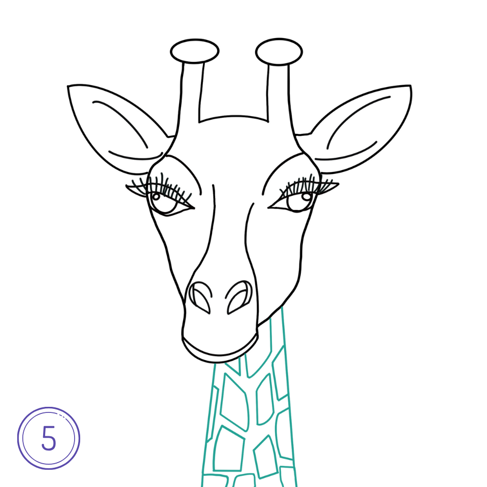 How to Draw a Giraffe Head Step 5