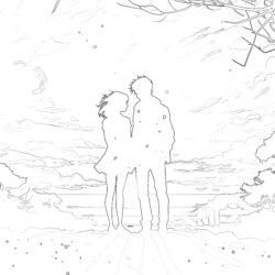 Anime Couple Coloring Page - Printable Coloring page