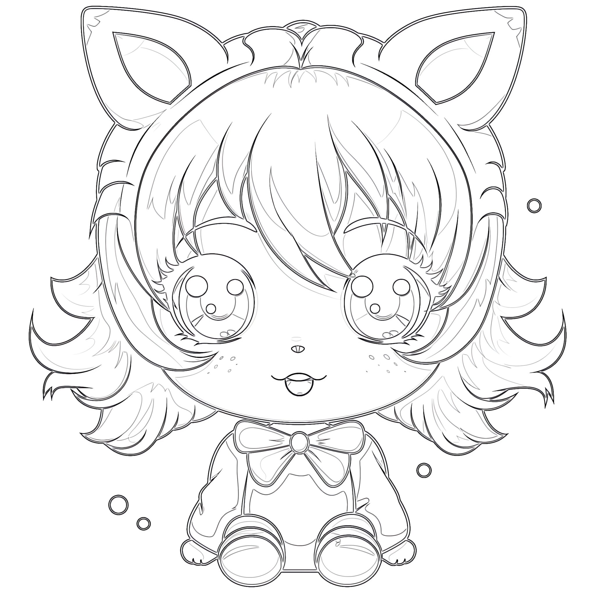 Cute Anime Cat Coloring Pages | Coloring Pages Mimi Panda