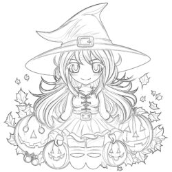 Anime Witch Coloring Pages - Printable Coloring page