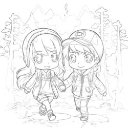 Cute Anime Couple Coloring Pages - Printable Coloring page