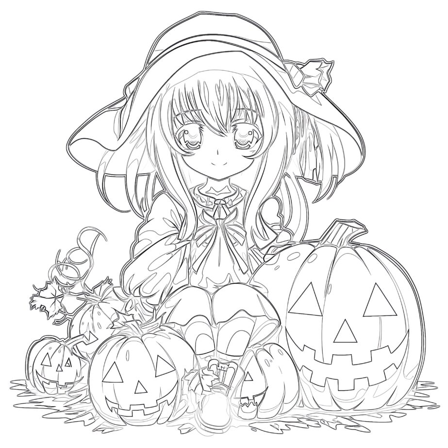 Halloween Anime Coloring Pages