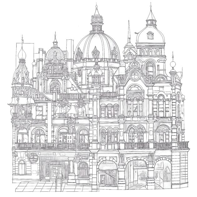 Adult Coloring Pages Architecture | Coloring Pages Mimi Panda