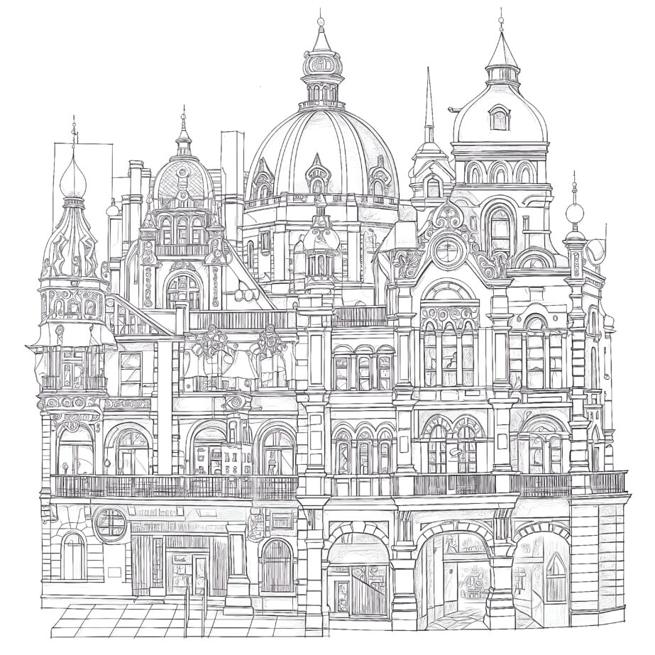 Adult Coloring Pages Architecture