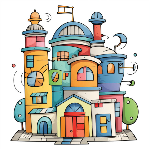 Architecture Coloring Book | Coloring Pages Mimi Panda
