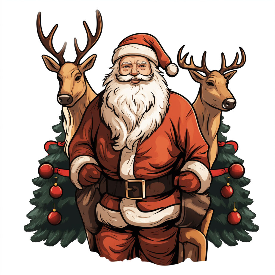 Coloring Pages Of Santa Claus And Reindeer 2