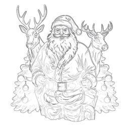 Coloring Pages Of Santa Claus And Reindeer - Printable Coloring page