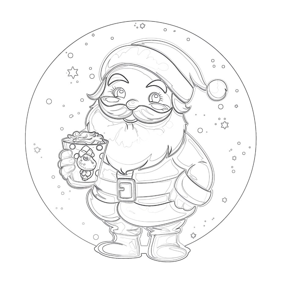 Coloring Sheet Of Santa