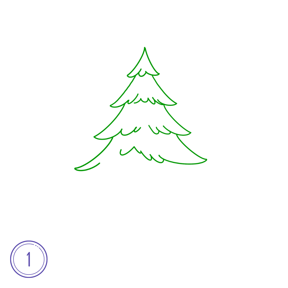 Comment Dessiner Un Sapin De Noël Étape 1