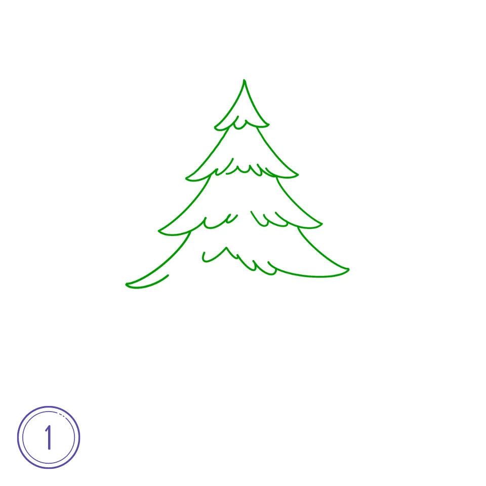 Comment Dessiner Un Sapin De Noël Étape 1