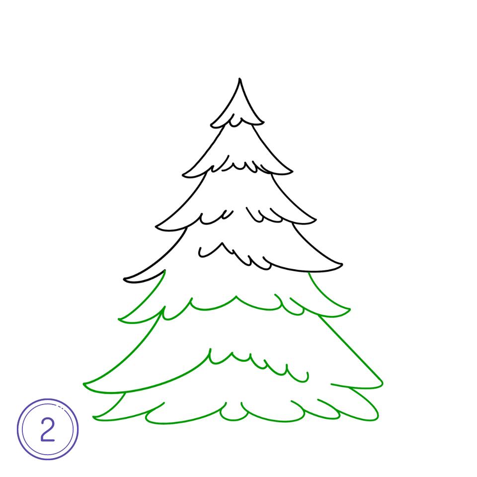 Comment Dessiner Un Sapin De Noël Étape 2