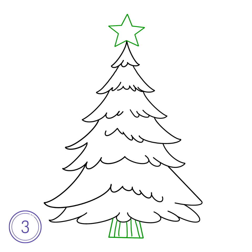 Comment Dessiner Un Sapin De Noël Étape 3