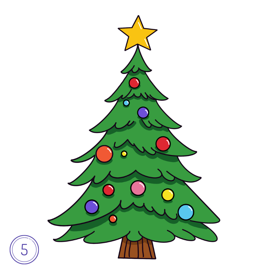 Comment Dessiner Un Sapin De Noël Étape 5