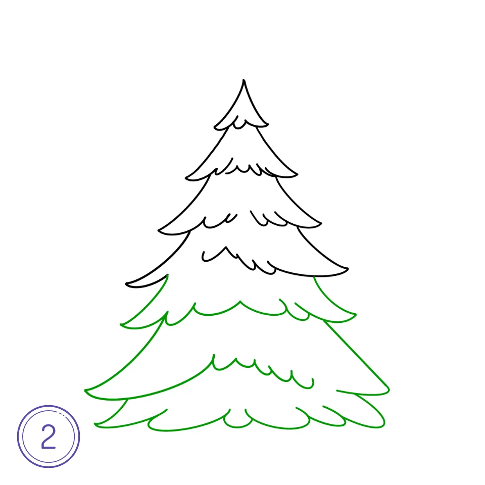 How to Draw a Christmas Tree Step 2