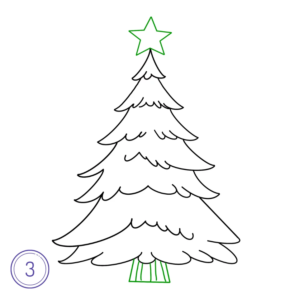 How to Draw a Christmas Tree Step 3