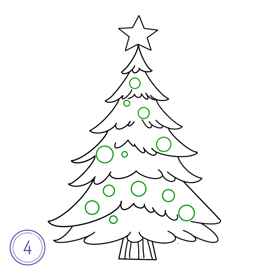 How to Draw a Christmas Tree Step 4