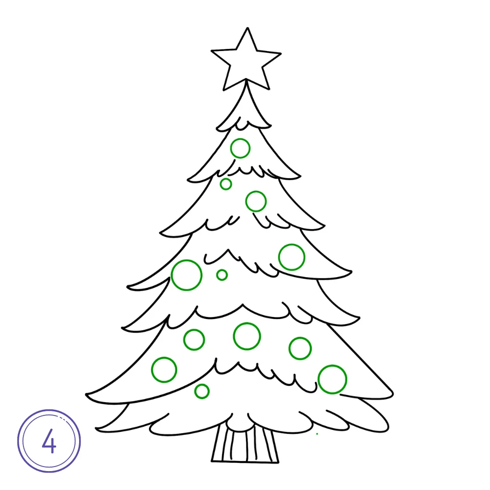 How to Draw a Christmas Tree Step 4