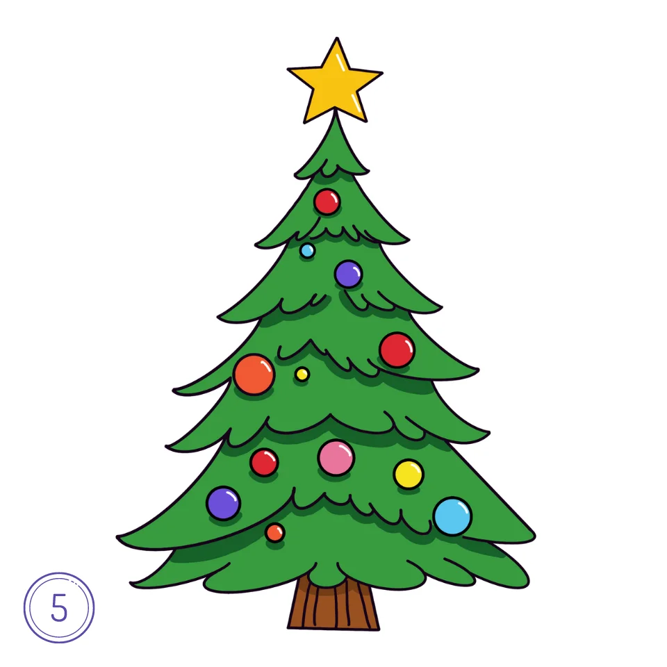 How to Draw a Christmas Tree Step 5