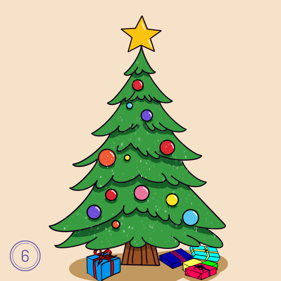 How to Draw a Christmas Tree Step 6