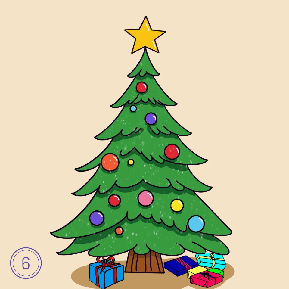 How to Draw a Christmas Tree Step 6