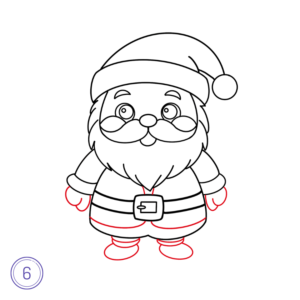 How To Draw Cartoon Santa Claus Step 6