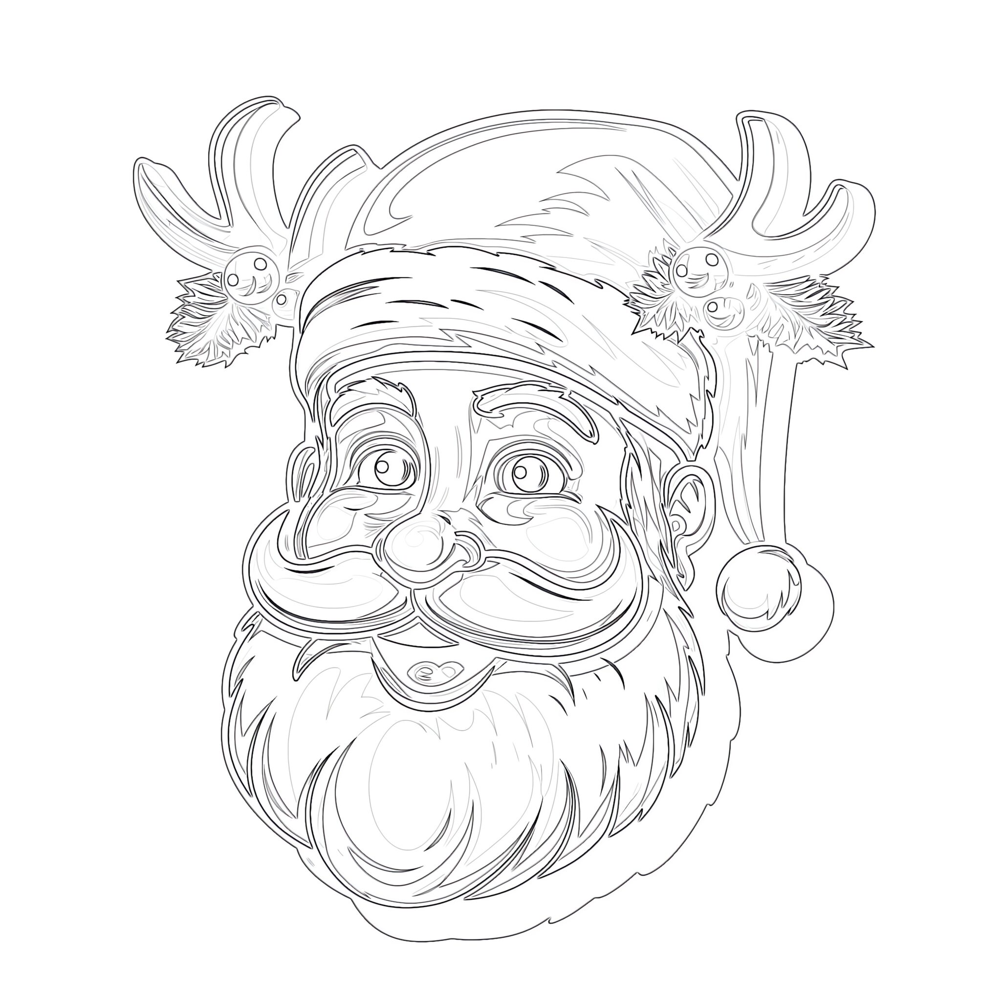 Printable Santa Claus Coloring - Santa Claus Reindeer Coloring Pages 2048x2048