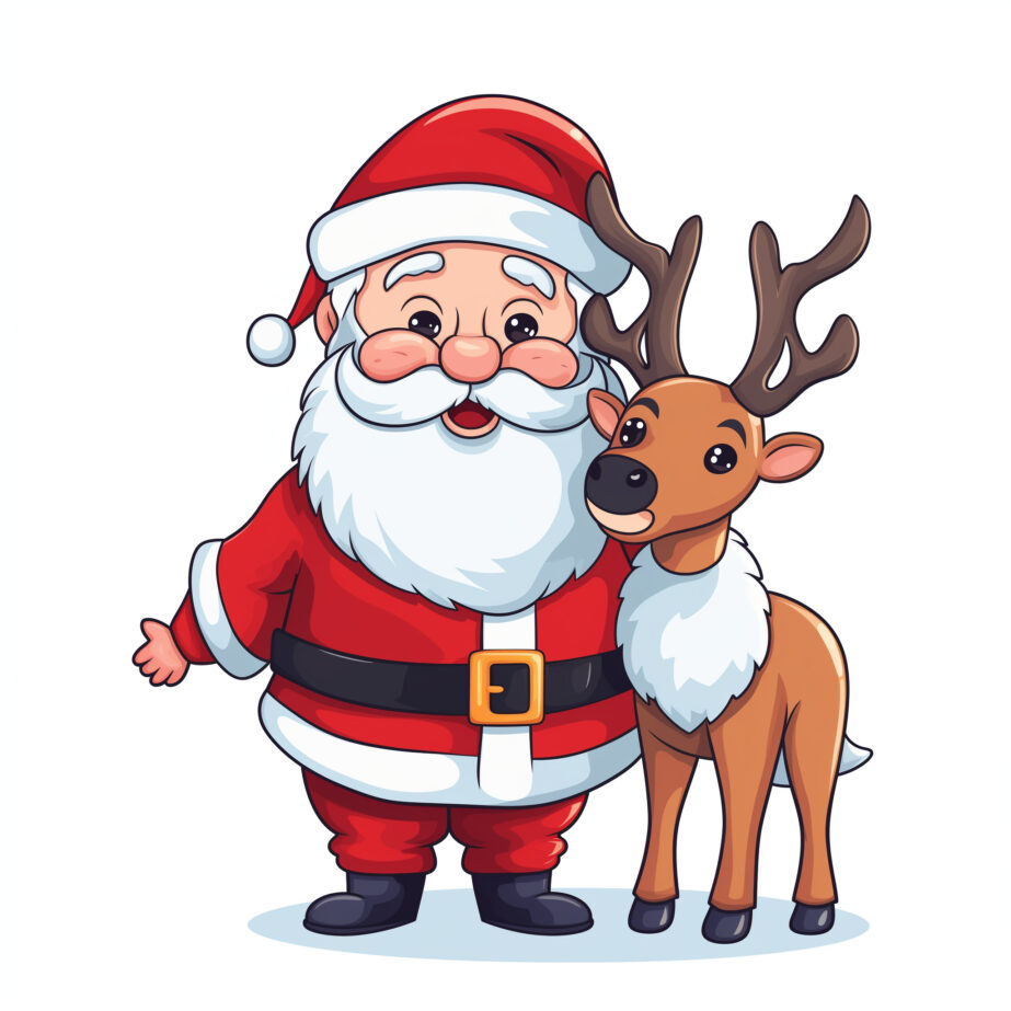 Santa Claus With Reindeer Coloring Pages 2