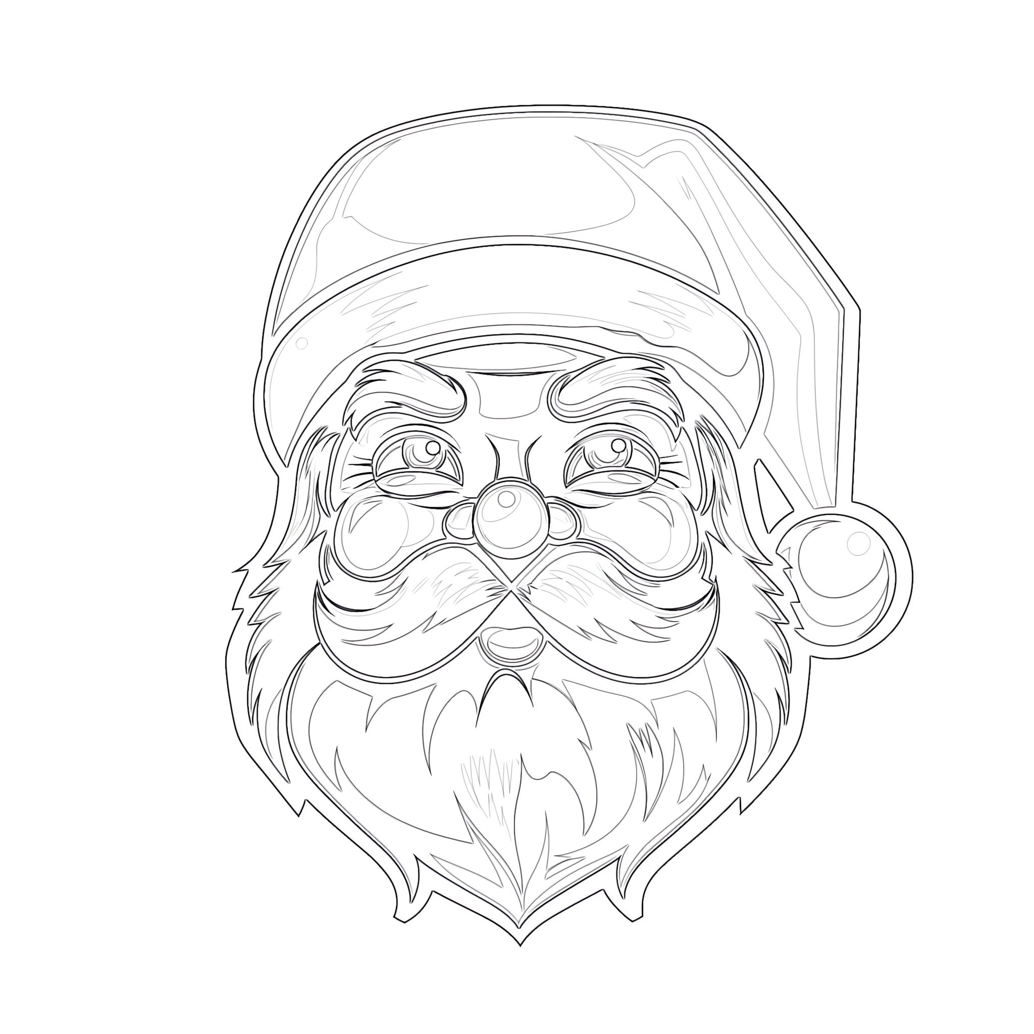 Santa Face For Colouring | Coloring Pages Mimi Panda