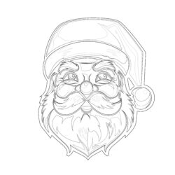 Santa Face For Colouring - Printable Coloring page