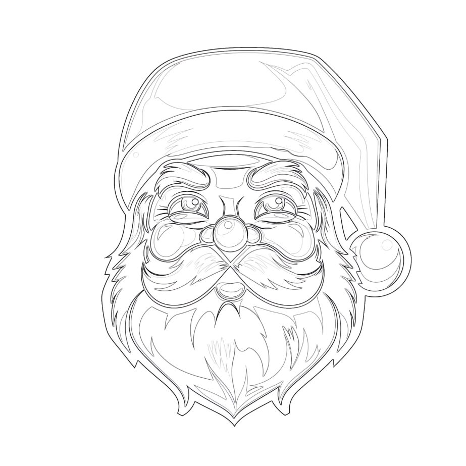 Santa Face For Colouring