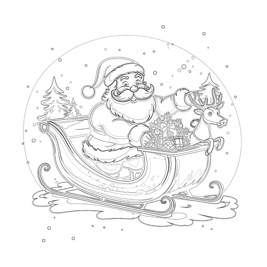 Santas Sleigh Coloring Page