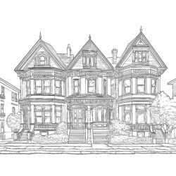 Victorian Houses Coloring Book - Printable Coloring page