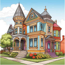 Victorian Houses Coloring Pages - Origin image