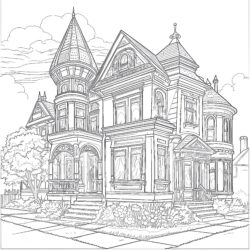 Victorian Houses Coloring Pages - Printable Coloring page