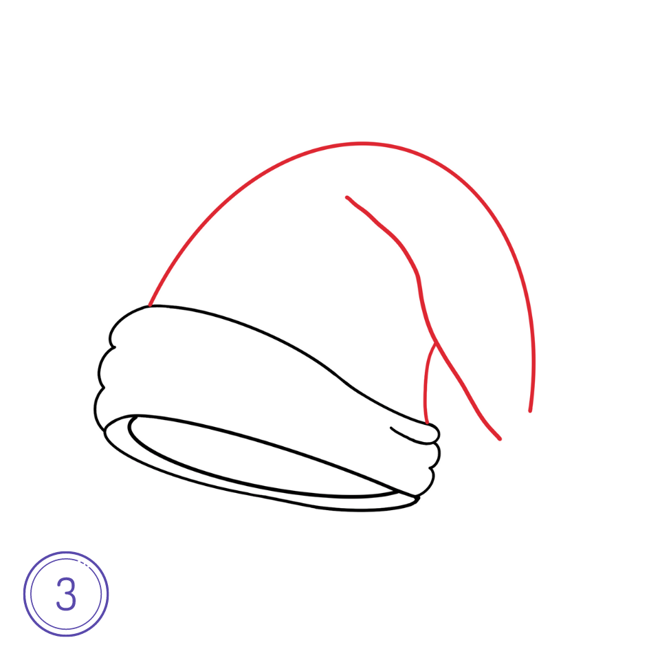 Comment Dessiner Un Chapeau De Père Noël Étape 3