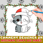 Comment Dessiner Un Mignon Chat De Noël