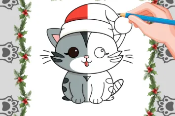 How to Draw a Cute Christmas Cat