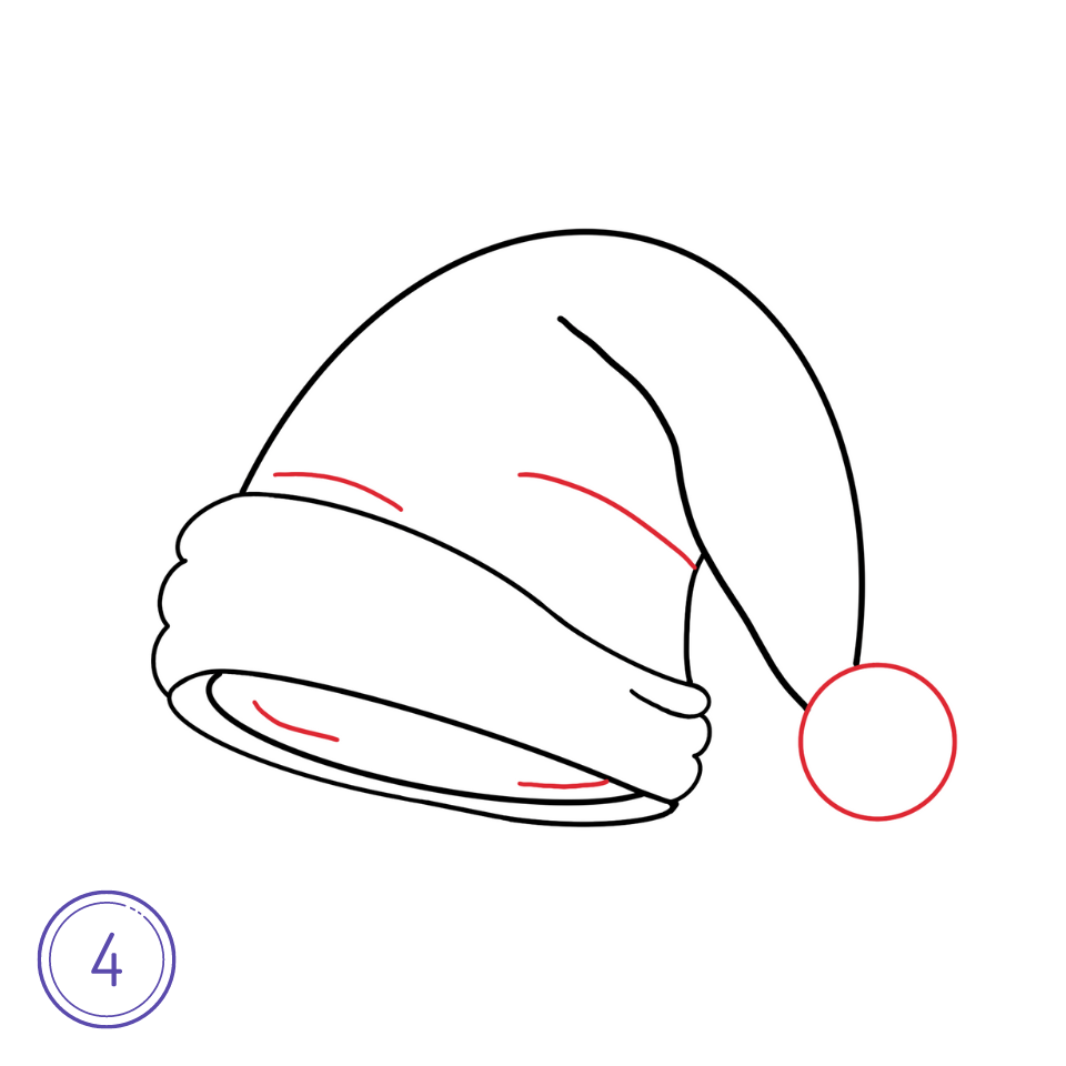 How to Draw a Santa Hat Step 4