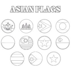 Asian Flags Coloring Pages - Printable Coloring page