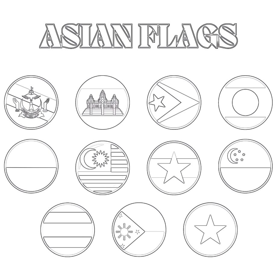 Asian Flags Coloring Pages