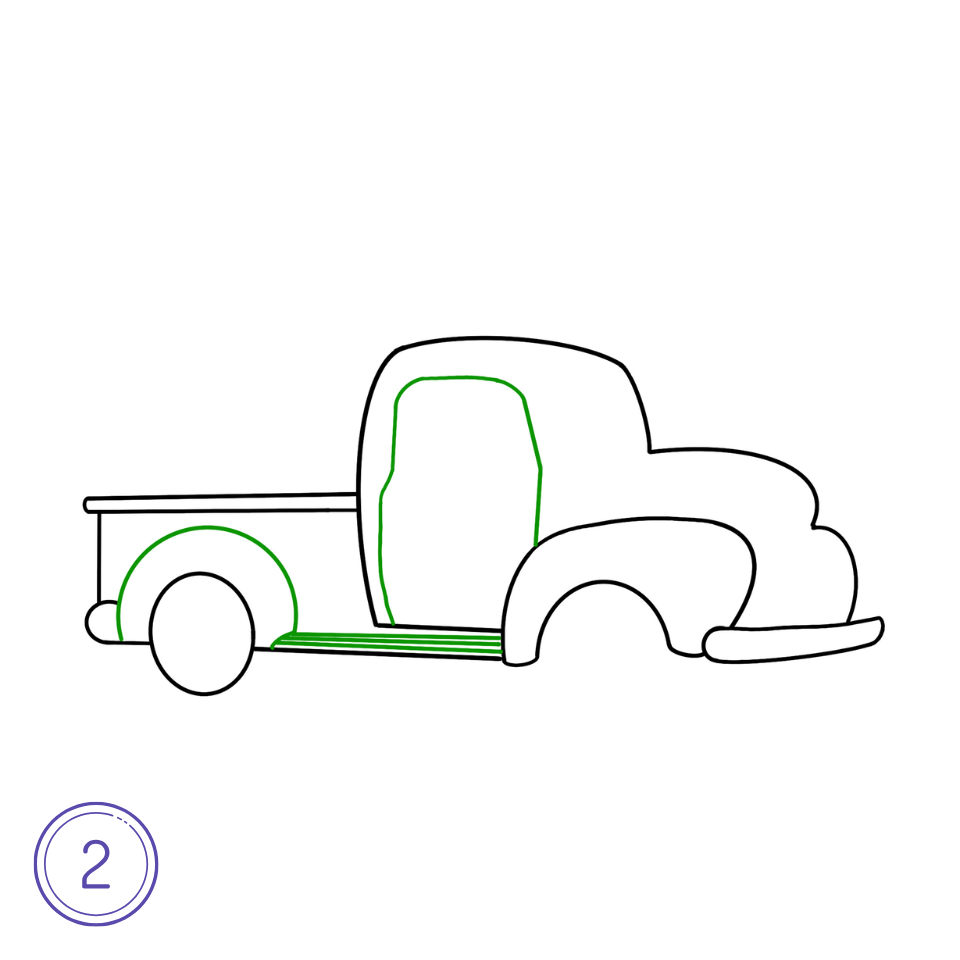 How to Draw a Christmas Car Step 2