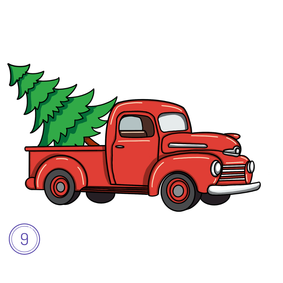 How to Draw a Christmas Car Step 9