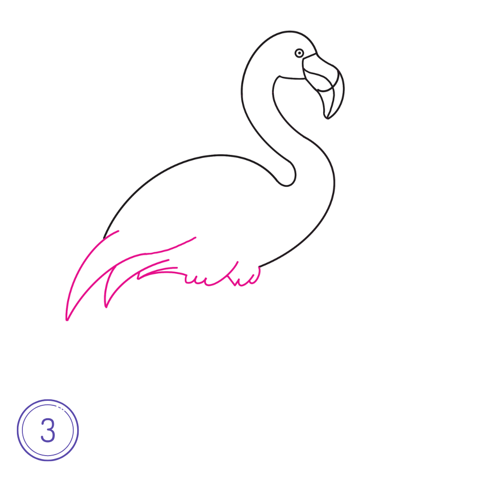 Wie man einen Flamingo zeichnet Schritt 3