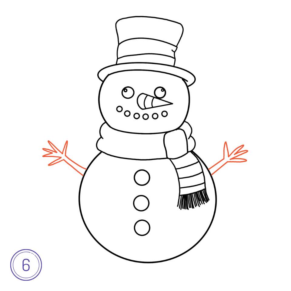 Comment Dessiner un Bonhomme de Neige Étape 6