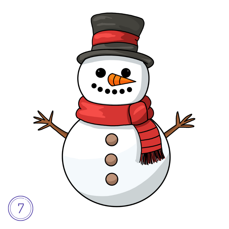 How to Draw a Snowman Step 7